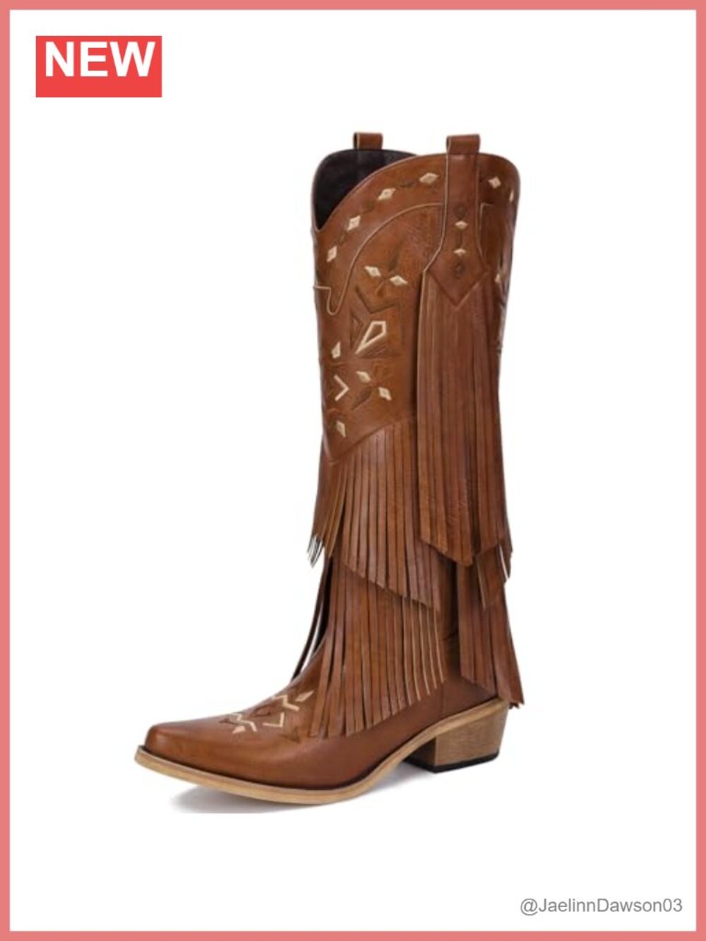 Fringe Knee High Cowboy Boots Pointed Toe Faux Leather Western